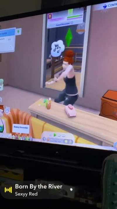 My sim being too excited that she’s not pregnant anymore lol