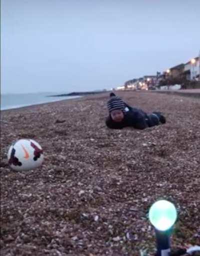 Toddler sneezes himself over