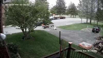 My dad ordered some landscaping bricks, company was delivering them when...