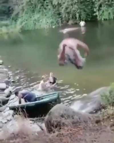 Diving into a river without scouting