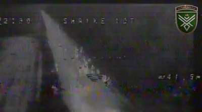 Ukrainian FPV drone strikes over a large group of Russian soldiers. Pokrovsk area, Donetsk (68 OEBr)