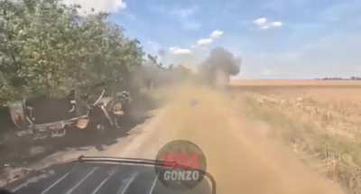 Stormtroopers spotted a kamikaze drone flying towards them and managed to destroy it, the enemy UAV exploded just a few meters in front of their ATV