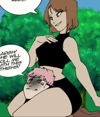 Nobara headscissor on Yuji (Comic dub)