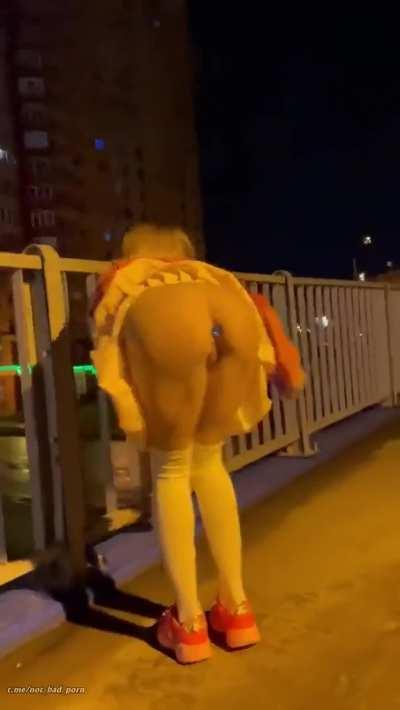 Masturbating on a bridge