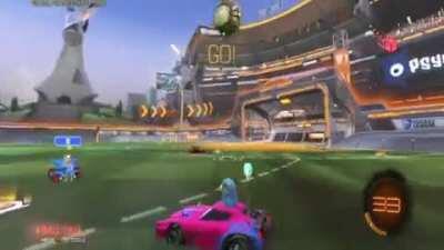 My friends finally got me into Rocket League. I hit this absolute banger.