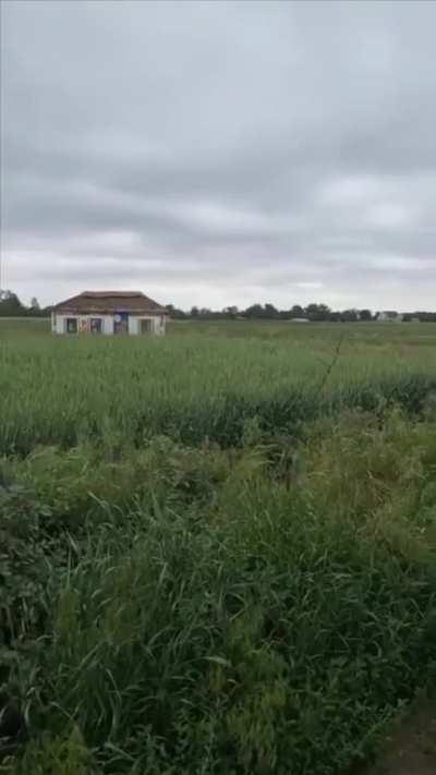 Ukrainian Military disguises an armored vehicle as a house.