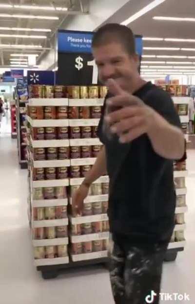 Trashy couple slut shame girl wearing shorts in Walmart