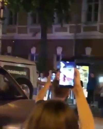 July 2018 during the 2018 soccer World Cup, a Russian supporter celebrated the victory of his team against Spain by jumping on a police car. He was probably just drunk and had forgotten the World Cup was taking place in Russia...