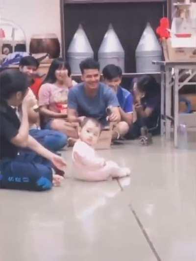 To make the baby laugh