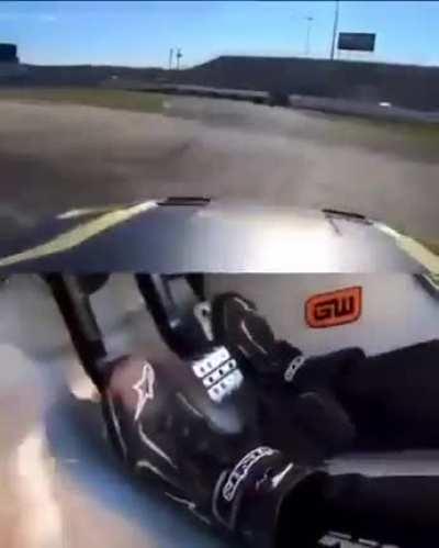 Angle showing pedal control to perform a drift.