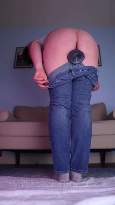 Taking knotty mocha and wearing a pair of jeans with him inside me