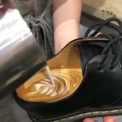 I'm working in a French Café and Danny Ric stopped by for an Aussie style coffee this morning