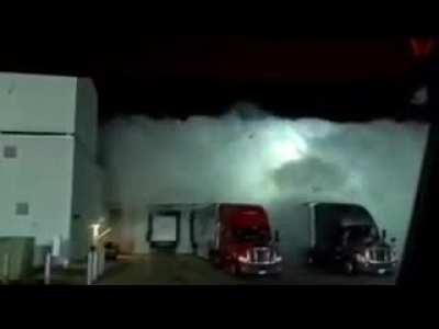 An ammonia cloud from a leak at a food warehouse in Columbus, GA. My father is a first responder and he took this video.