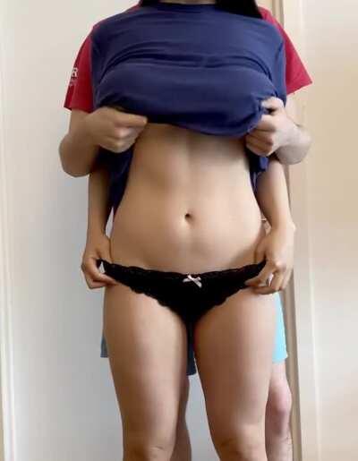 Donut’s first titty drop - she’s a bit shy [OC]