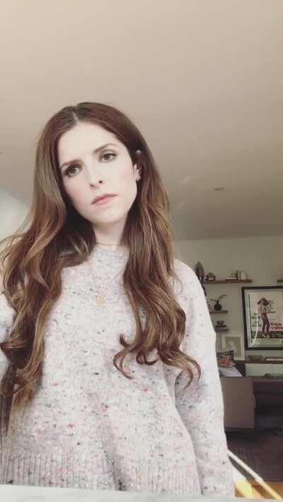 You won a webcam interview with Anna Kendrick. You pretend to have connection issues, jerk off and switch on the camera in the moment you cum.