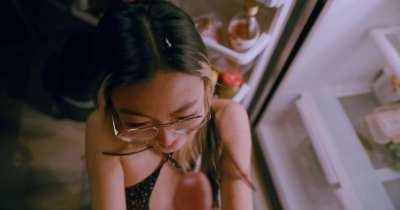 Mila takes a load to her face on camera