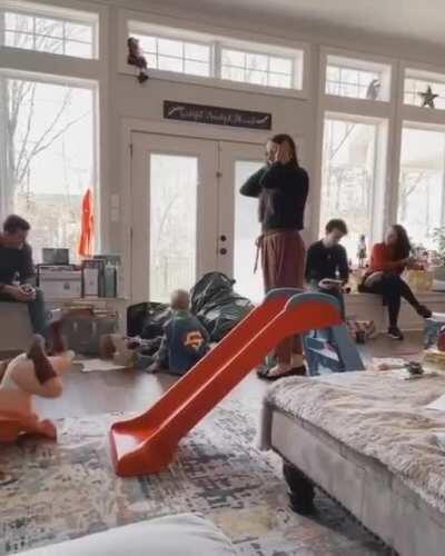 My friend’s daughter learning how to use the slide.