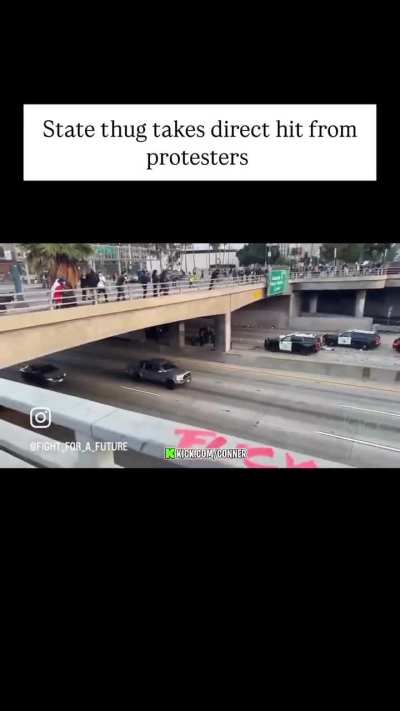 LAPD officer takes direct hit from protestors