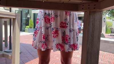 Showing off what's under my skirt at a winery. [f]