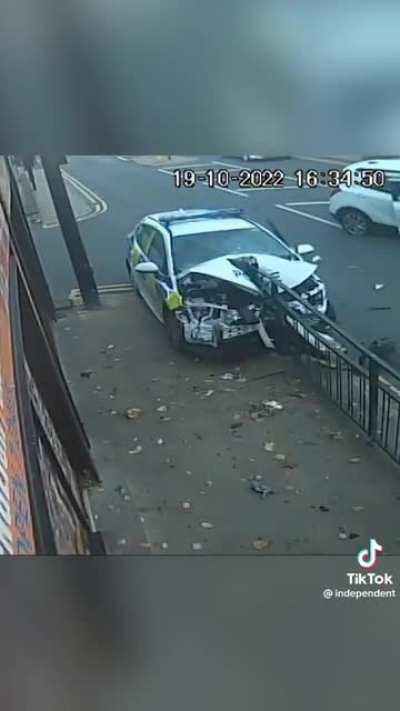 Police Crash Into Barrier