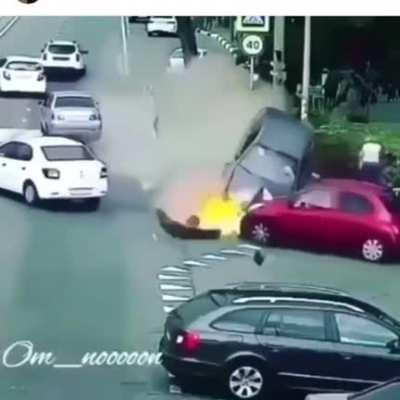 Car slams into group of people walking