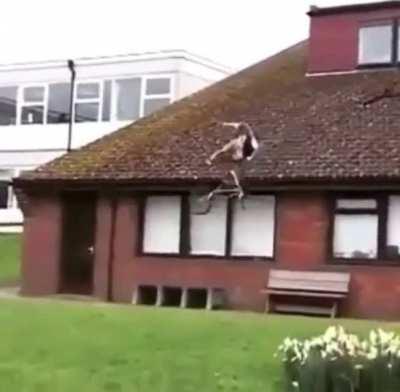 Bicycle stunt off the roof