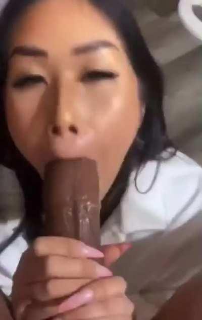 cute asian girl can't suck beyond the tip