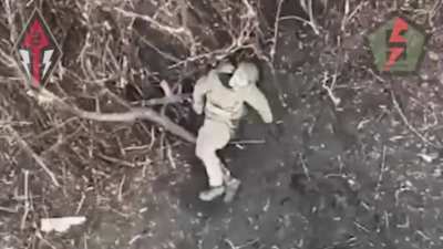 An FPV drone hits a Russian soldier directly on his head. (Music from source and NSFW warning)