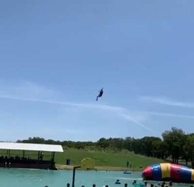 Big man sends little kid flying.