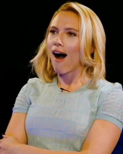 Scarlett Johansson reacting to different cock sizes and asking for a facial