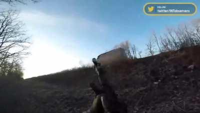 Covering the firefight in the leadup, this is a longer video of the Ukrainian soldier who stopped a passing van with UA defenders onboard, preventing them from running into the enemy . (Without music)