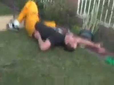 Wrestling on the roof!