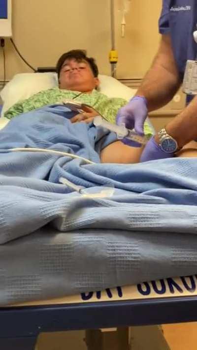 Dude regretted looking when he saw the size of the needle