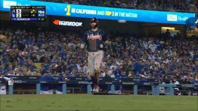 [Highlight] [Highlight] Freddie Freeman drives in a run with an excuse-me hit that goes for a ground rule double