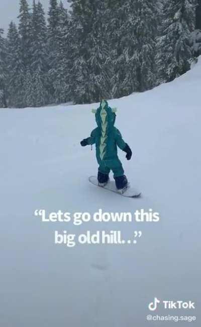 The inner monologue of a child snowboarding is SO WHOLESOME