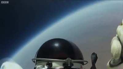 Felix Baumgartner’s Jump from the Stratosphere: 39 kilometres (24 miles, 127,952 feet) above sea level, reaching an estimated top speed of 1,357.64 km/h (843.6 mph).