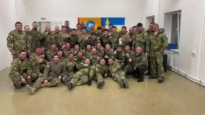Ru pov: More Russian volunteers from Buryat and Kalmyk regions are preparing to be mobilized to Ukraine, and they are expressing their eagerness to fight by chanting traditional Mongolian and Oirat battle cries 