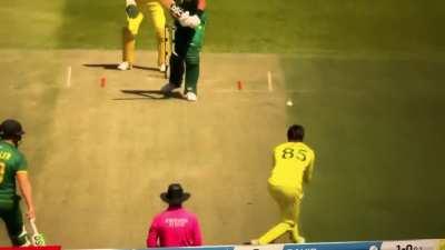Jansen caught and bowled by David first ball - no review