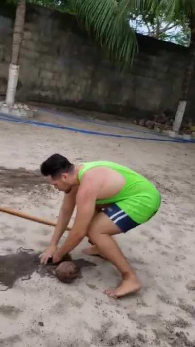 To crack a Coconut.