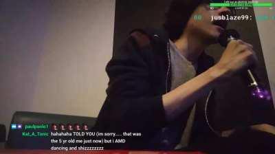 Daniel sings karaoke