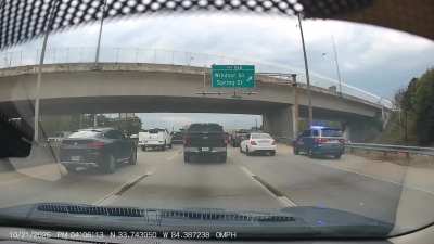 [OC]SUV riding on the shoulder gets a red and blue suprise