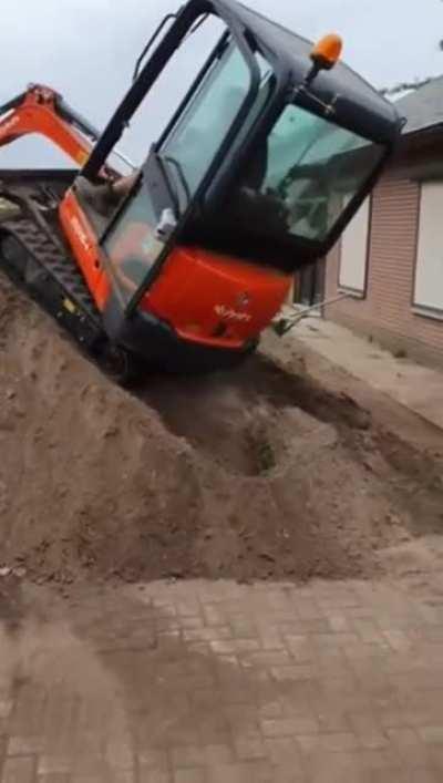 Excavators can be tricky. Just don’t jump out and wear a seatbelt ffs.