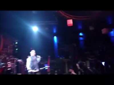 John Lydon of the Sex Pistols receiving a welcome from Chile