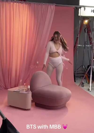 Millie dancing behind the scenes