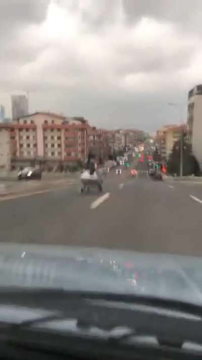 The idiot is endangering traffic safety