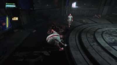 Batman beats the crap out of Professor Pyg and his dollotrons while 