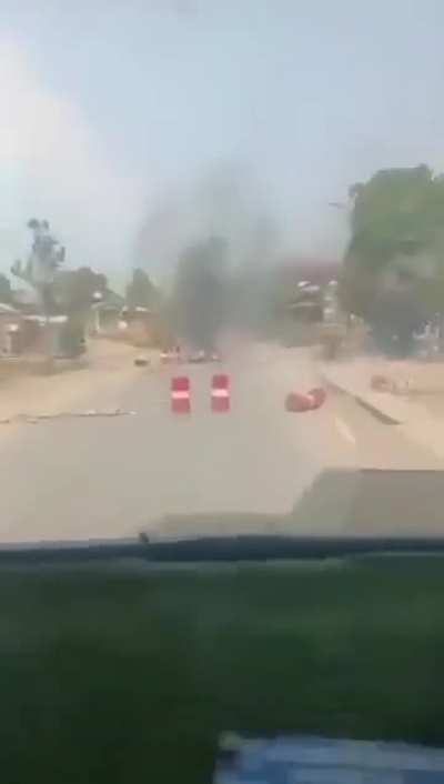 Indian Army MRAP breaks through roadblock, March 8th 2025, Manipur. Details below