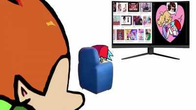 Pico enters his boyfriend's room and sees interesting things