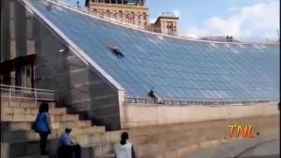 Using a building as a slide