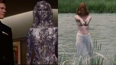 January Jones - Supervillain Dressed vs Undressed